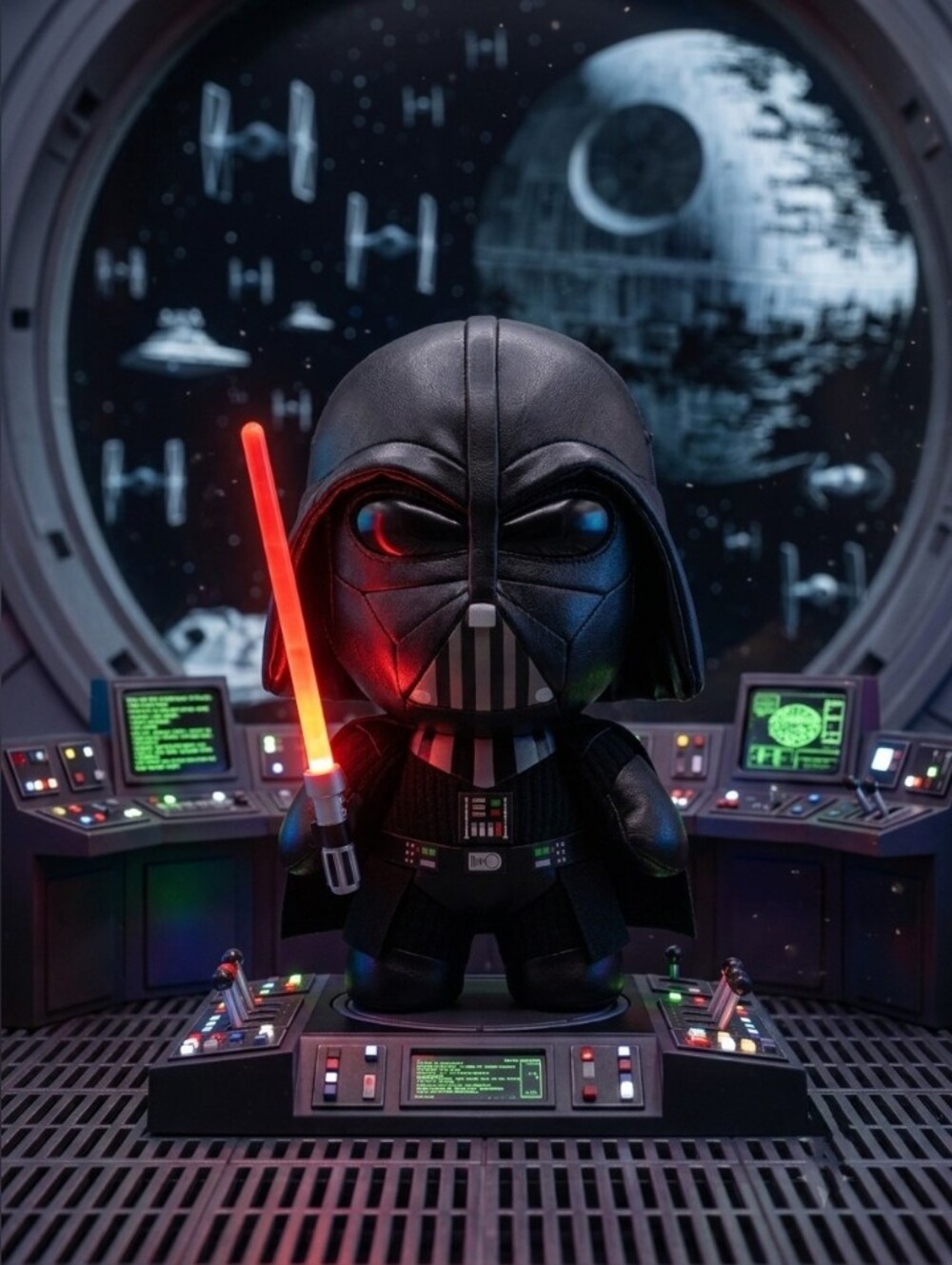 Black Darth Vader Plush Toy with Red Lightsaber - Awesome!